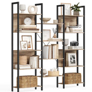 Libreria/mobile contenitore in stile industriale con struttura in metallo e 14 scomparti adatta per soggiorno o ufficio 158 x 24 x 166 cm marrone 12_0004258