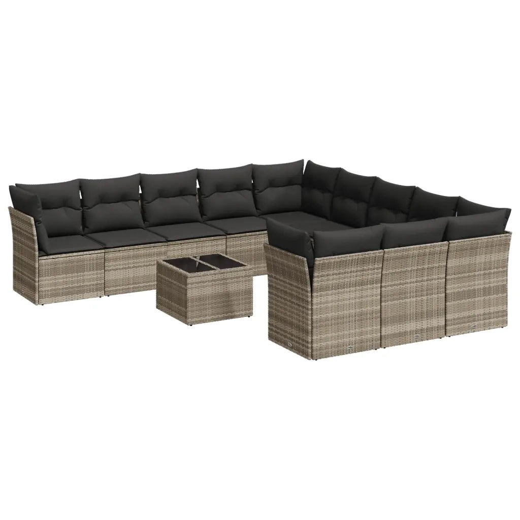 Set Divano Giardino 12 pz con Cuscini Grigio Chiaro Polyrattan 3218422
