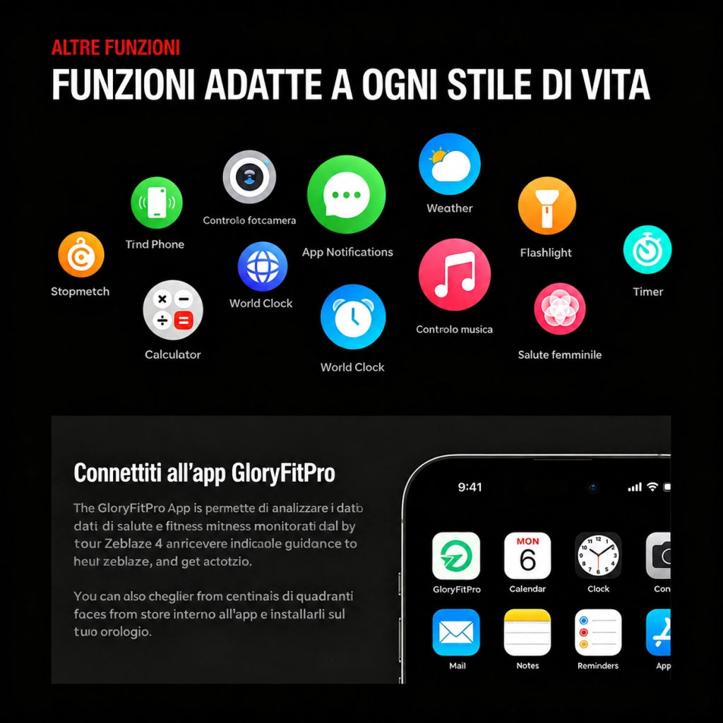 Smartwatch Orologio Intelligente HD-GPS con 6 sistemi satellitari; impermeabile 5 ATM-170 modalità sportive; monitoraggio della salute 24 ore su 24 - nero