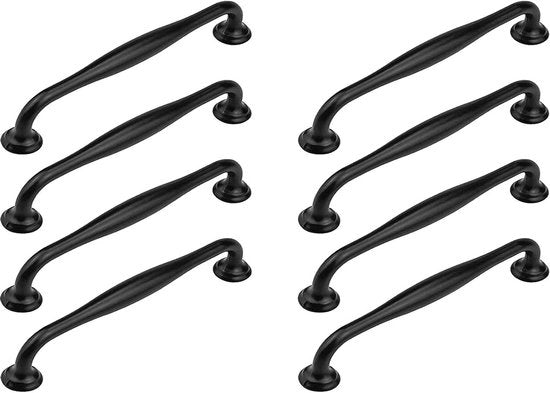 8 Pezzi di Maniglie in Alluminio Nero - Maniglie di Mano Belle e Sostenibili - Adatte per l'Uso in Armadi, Armadi a Specchio e Porte