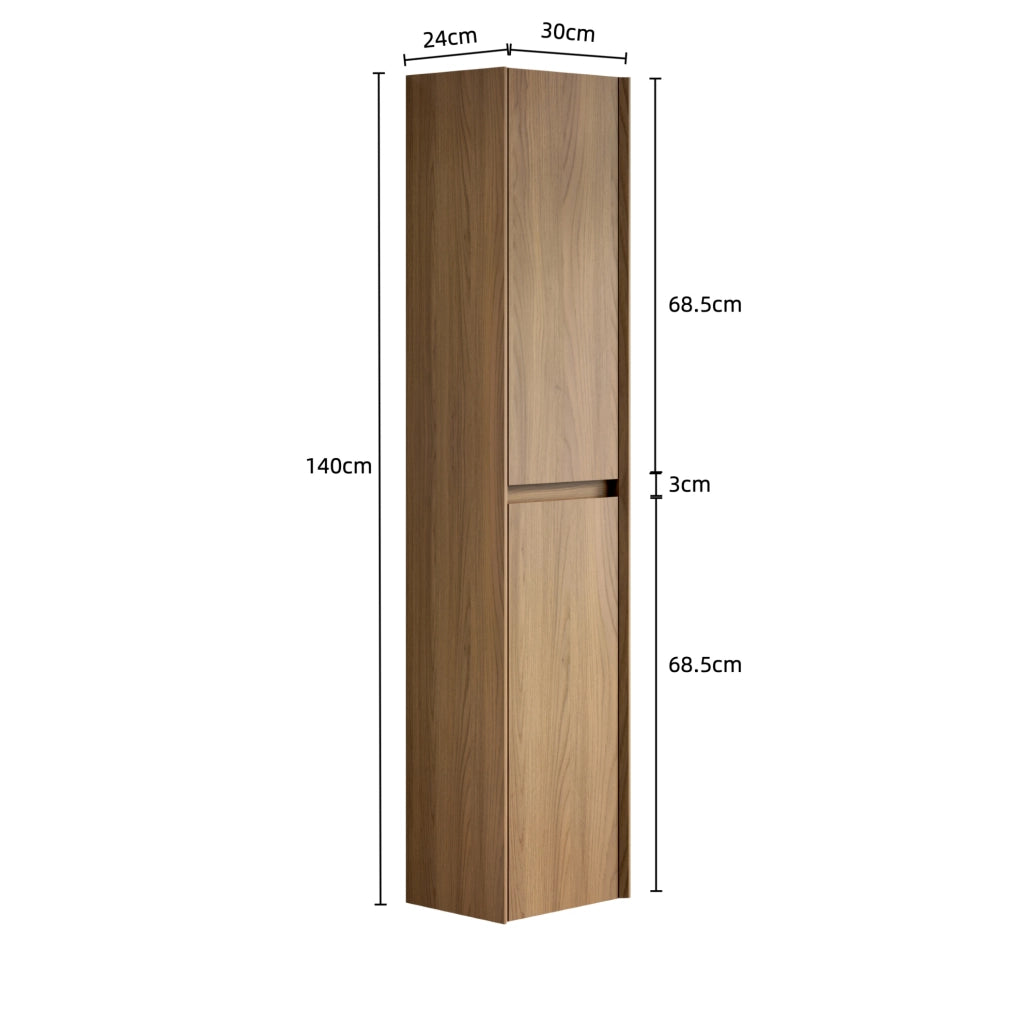 Mobile bagno a 2 ante con ripiani regolabili in compensato; rovere