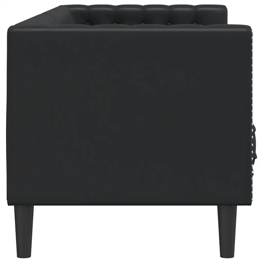 Divano Chesterfield a 3 Posti Nero in Similpelle 372666