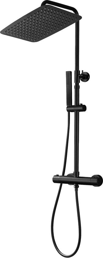 Regolabile altezza doccia in acciaio inossidabile con termostato - Compreso colonnino doccia e testata doccia 35x25cm doccia a pioggia senza rubinetto