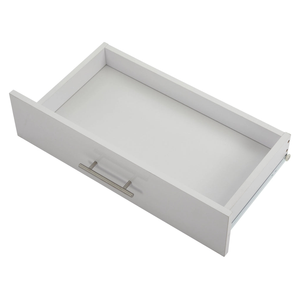 Vetrina 60x35x180 cm in MDF bianco lucido con LED e 3 cassetti