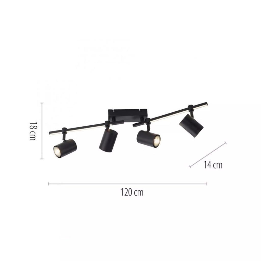 Plafoniera barra doppia Barik nera 6xGU10 dimmer Paul Neuhaus