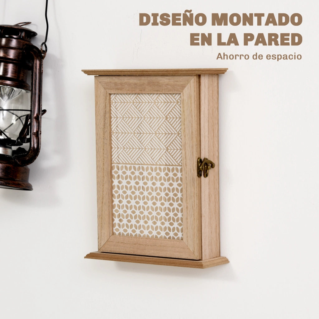 Portachiavi da parete vintage ¨C Xylo ¨C legno 6 ganci 20x6,5x26,5 cm