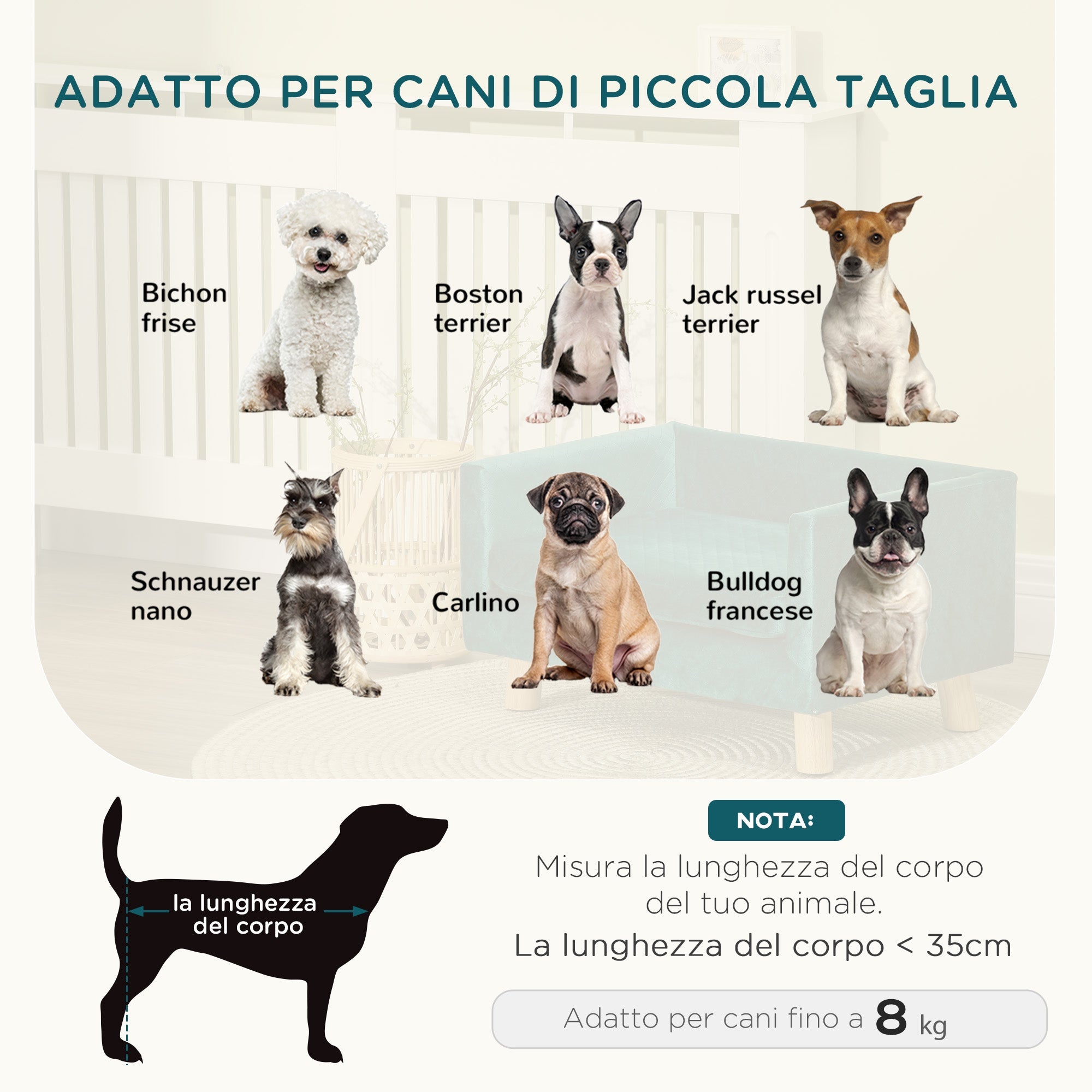 Cuccia Divano per Cani e Gatti 64x45x36 cm Stile Scandinavo in Velluto Blu