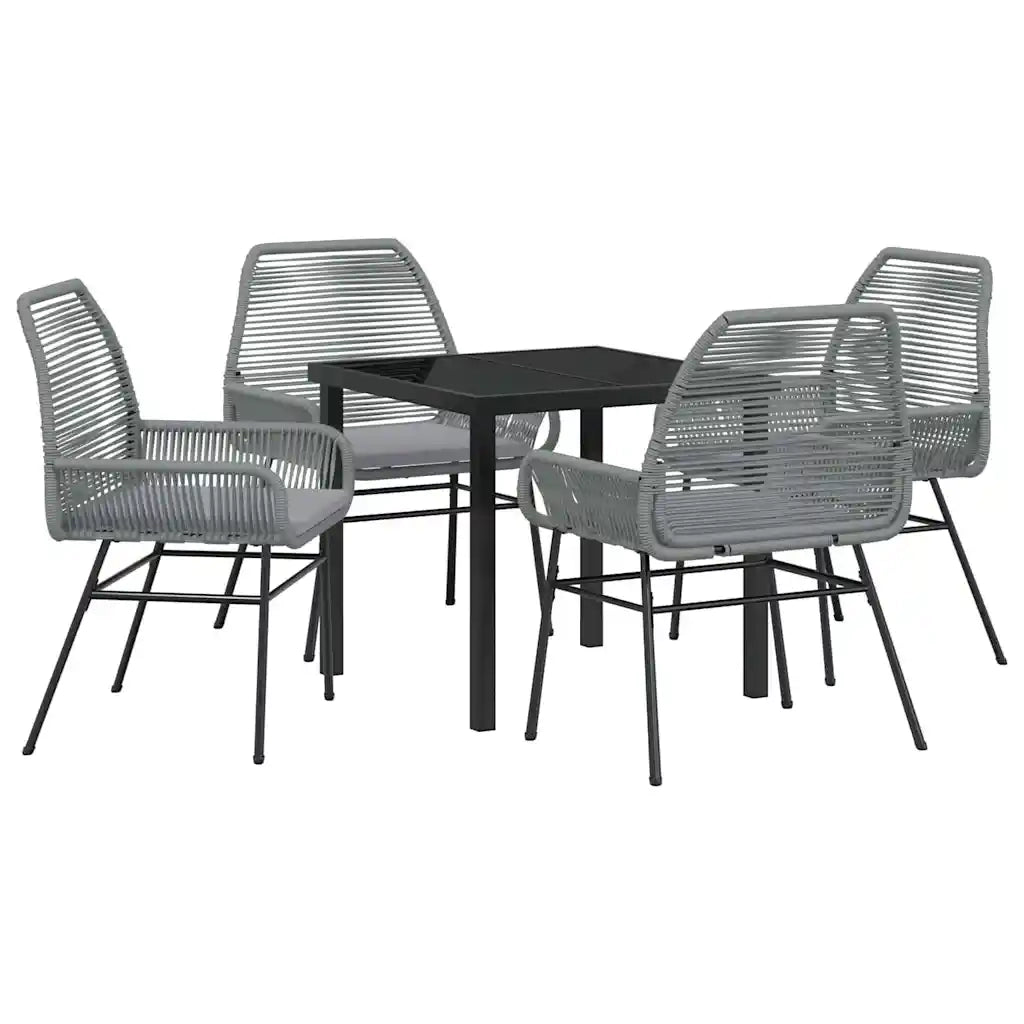 Set da Pranzo per Giardino con cuscino 5 pcs Grigio polyrattan 3380884