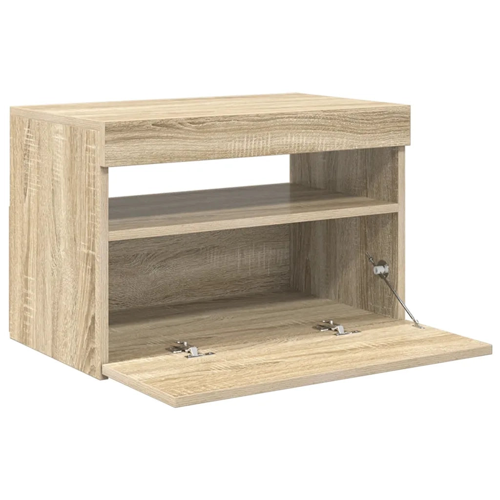 Mobile Porta TV con Luci LED Rovere Sonoma 60x35x40 cm 804415
