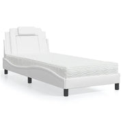 Letto Viana con Materasso-Struttura Letto con Materasso Bianco 80x200 cm in Similpelle