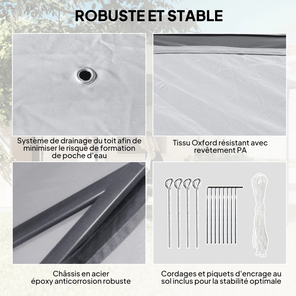 Tenda da Giardino Pop-up 3x3m ¨C zephmum ¨C Grigio con Reti Zippate e Sacchetto