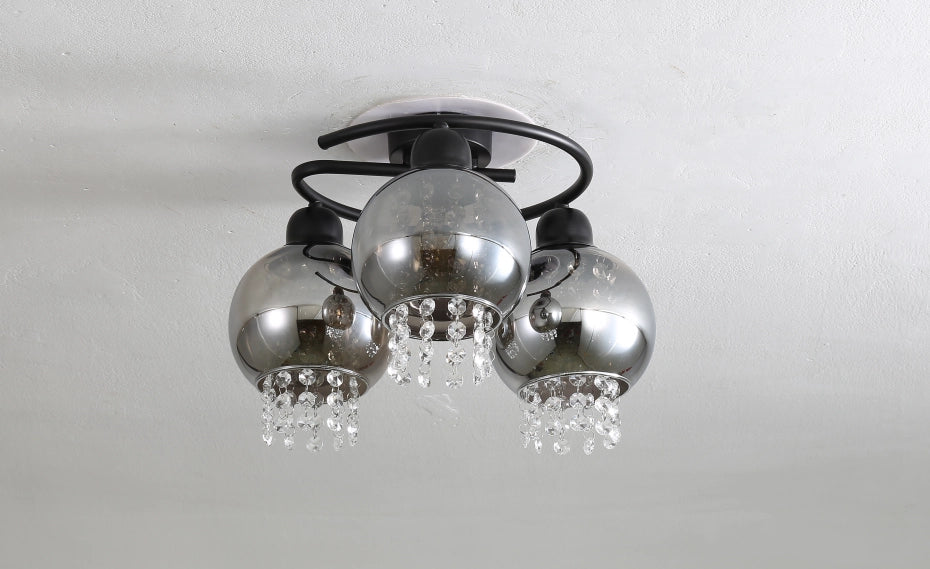 ZMH Lampada da soffitto plafoniera moderna vetro nero E27 per camera letto corridoio
