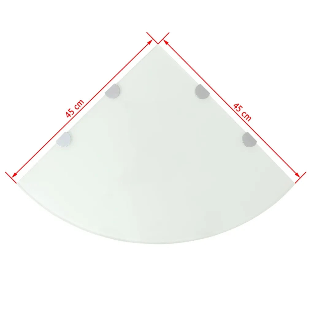 Scaffale Angolare con Supporti Cromati Vetro Bianco 45x45 cm 243860