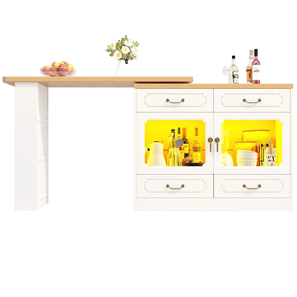 Tavolo bar estensibile - Xylo - rotante 360° con LED bianco 135-203x39x92.8cm