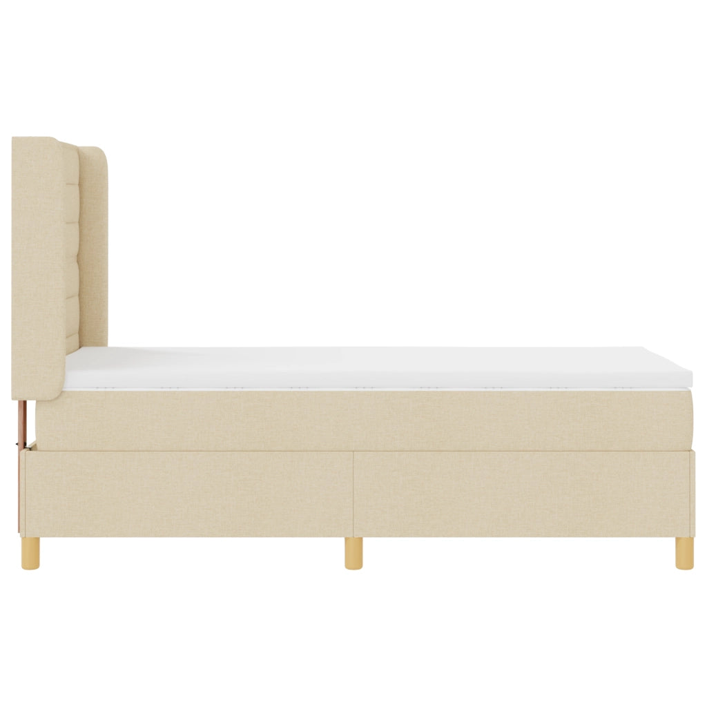 Letto a Molle  con Materasso Crema 90x190 cm Tessuto