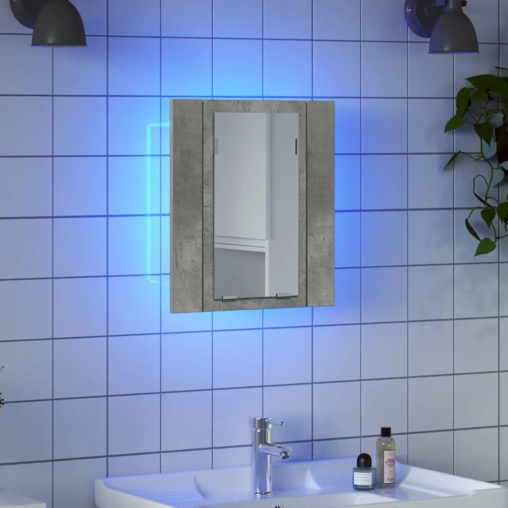 Armadietto a Specchio con Luci LED Grigio Cemento in Acrilico 804952