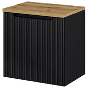 Mobile Sottolavabo NEWPORT da Parete con 2 Ante e Ripiano 60x60x40 cm - Nero/Effetto Rovere [en.casa]