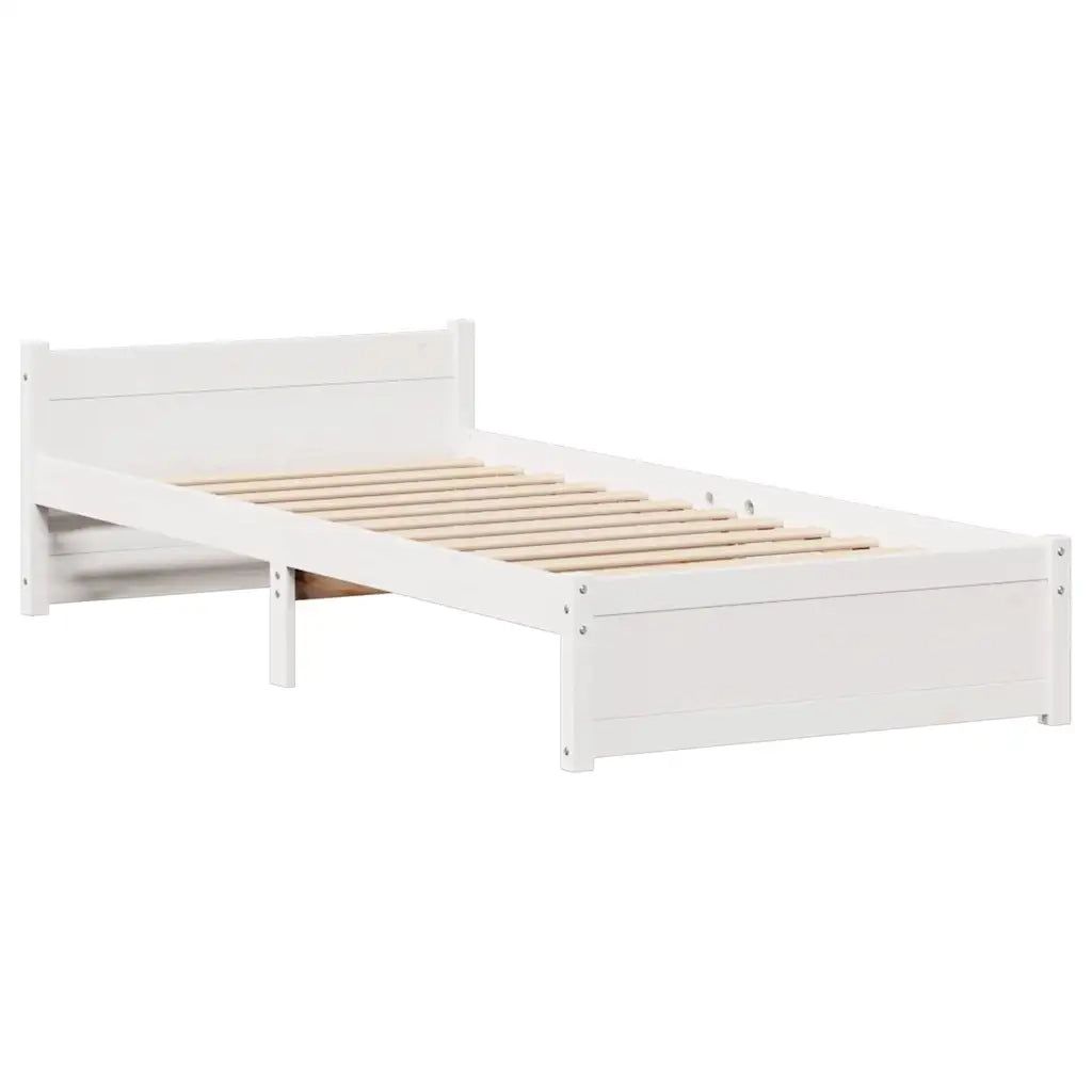 Letto senza Materasso Bianco 90x190 cm in Legno Massello Pino 3301675