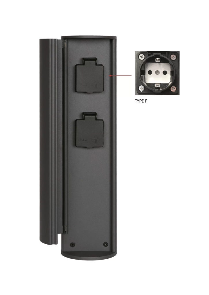 Lucide POWERPOINT colonnina presa 2x2000W IP44 antracite