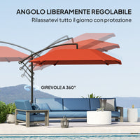 Ombrellone a Sbalzo 260x304x245 cm Base a Croce in Metallo e Poliestere Rosso Ruggine