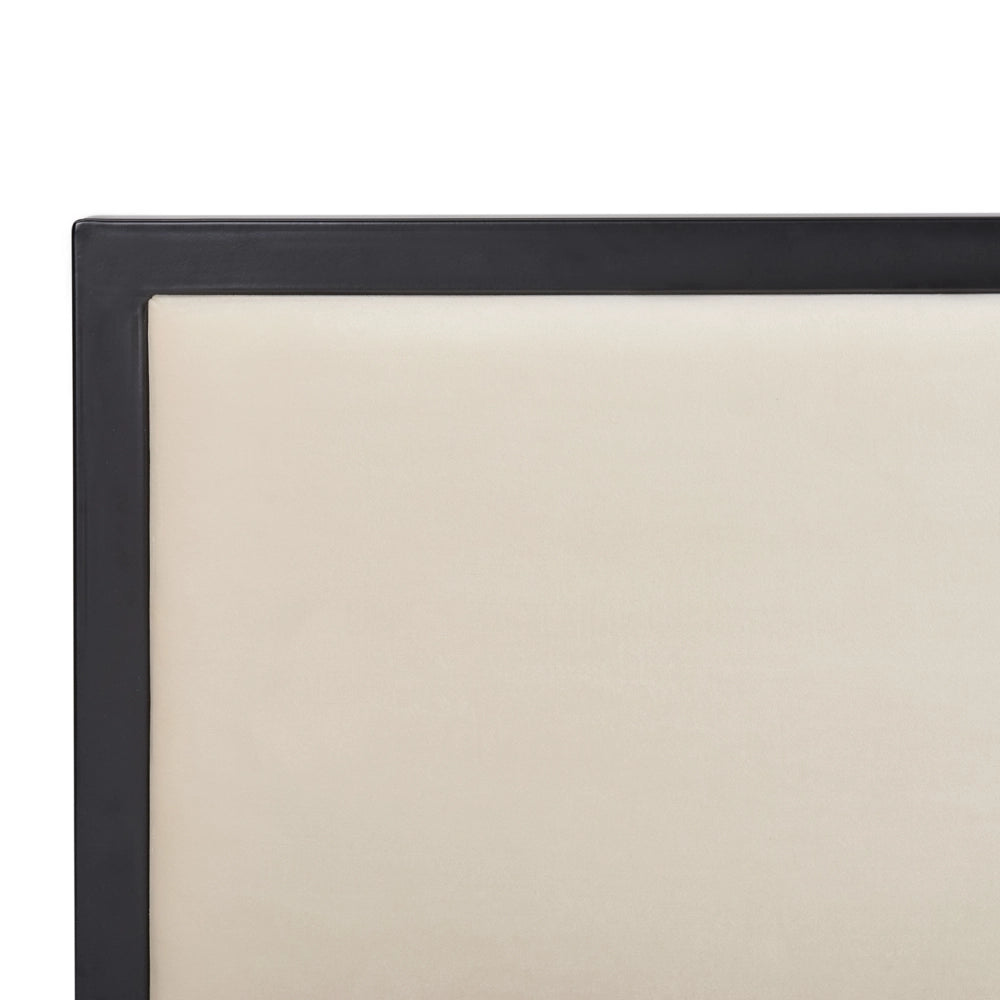 Struttura del letto in metallo Nero e Beige 140 x 200 cm imbottita a doghe minimalista