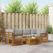 Set di divani da esterno 7 pcs Grigio Naturale e Chiaro