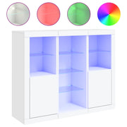 Credenze con Luci LED 3 pz | Madia | Buffet da pranzo | Armadio da pranzo Bianche in Legno Multistrato
