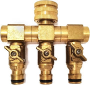 Distributore di acqua a 3 vie, con connettori di tubo per esterno, giardino, cortile, prato, cucina, 3/4" tubo in rame, con vite a vite, per tubi da giardino, splitter per tubi da giardino.