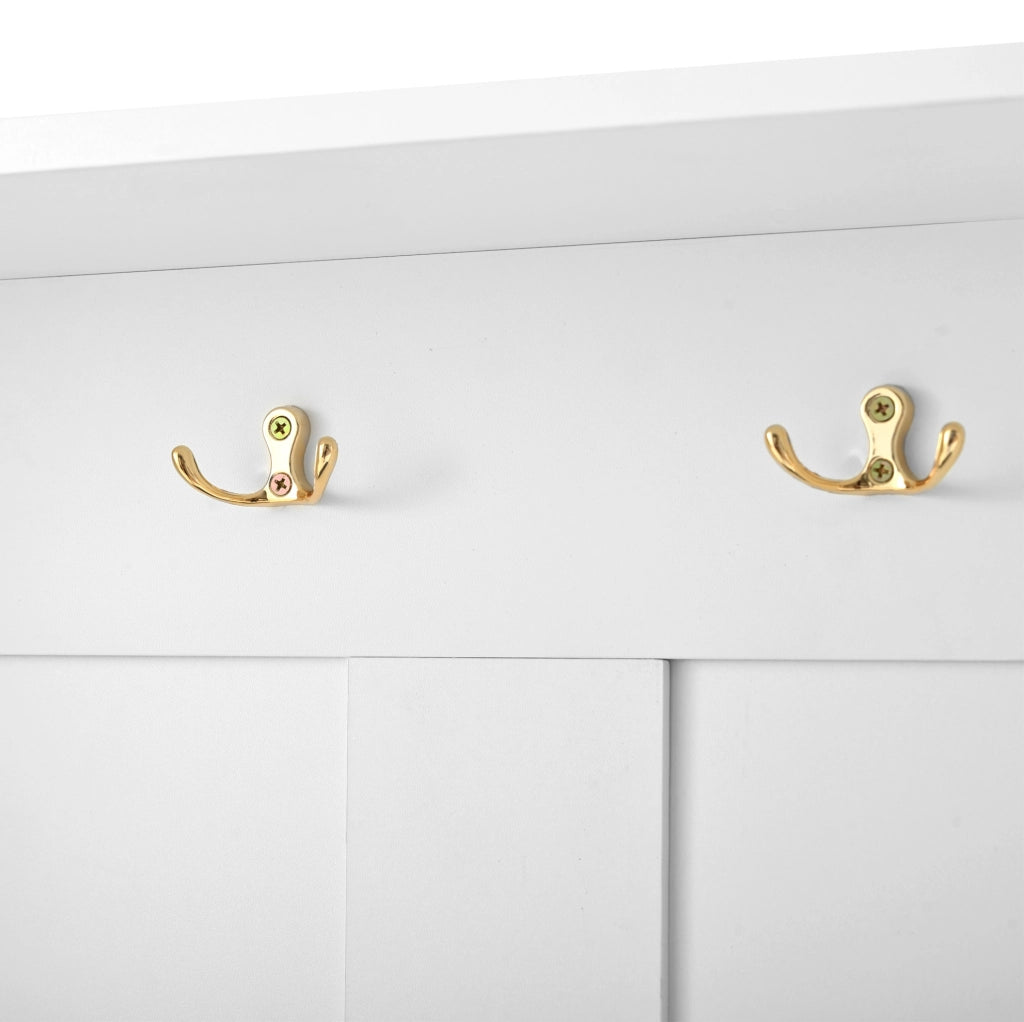 Appendiabiti da ingresso con panca e scarpiera, bianco, 120×40×191 cm