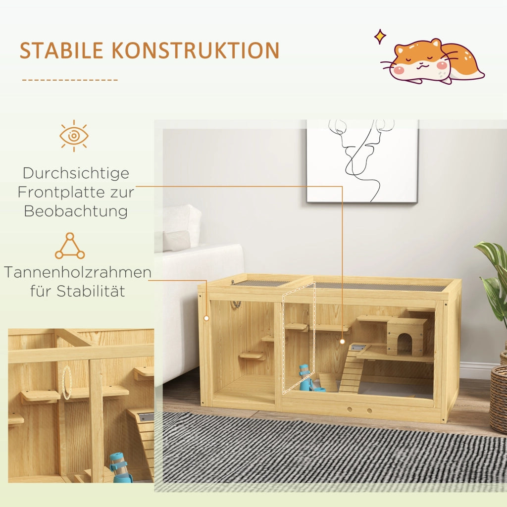 Gabbia per Animali Domestici ¨C Minimal ¨C Legno Abete Naturale 100x50x50