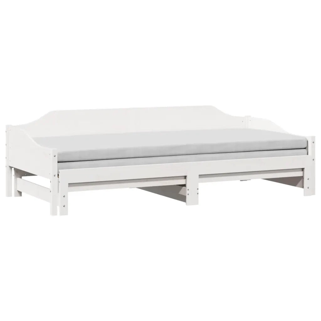 Divano Letto con Letto Estraibile Bianco 90x200cm Massello Pino 850906