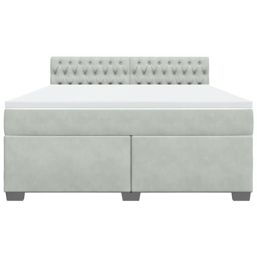 Giroletto a Molle con Materasso Grigio Chiaro 180x200cm Velluto