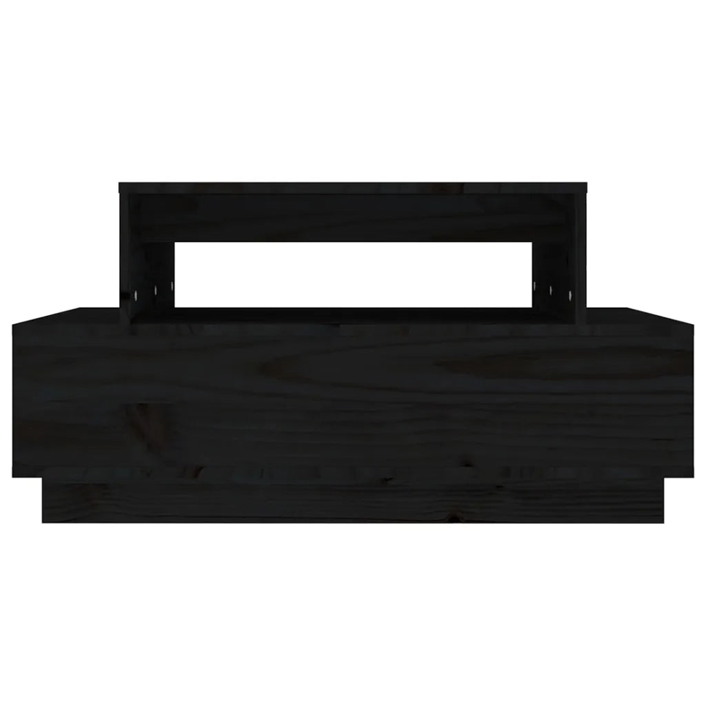 Tavolino da Salotto Nero 80x55x40,5 cm Legno Massello di Pino cod mxl 22924