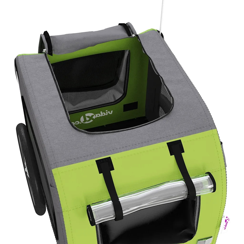 Rimorchio da Bici per Animali Verde e Grigio Oxford e Ferro CFW9698663