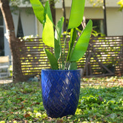 Fioriera a più livelli in ceramica fatta a mano per piante grandi da interno e giardino blu reale 42 × 54 cm