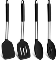 Set di aiuto in cucina - manico in silicone e acciaio inossidabile - nero - salutare e termoresistente - resistente al lavastoviglie