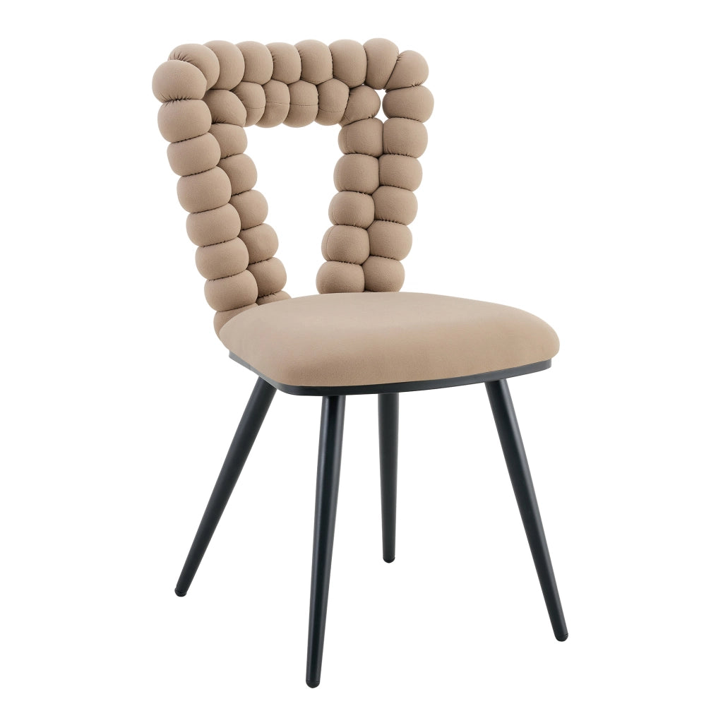 Sedie da Pranzo Set 2 Pezzi ¨C MINIMAL ¨C Velluto Cammello, Gambe in Metallo Nero, Schienale Design