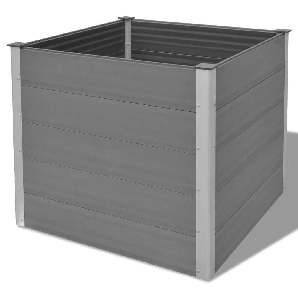 Fioriera rialzata per piante e fiori giardino WPC 100 x 100 x 91 cm grigio 02_0001236