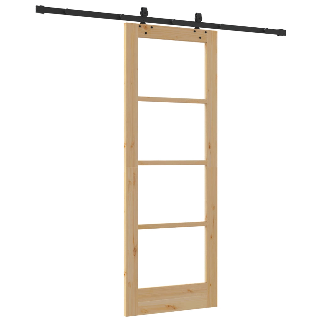 Porta Scorrevole  con Set Hardware "ORKDAL" in Legno Massiccio e Vetro