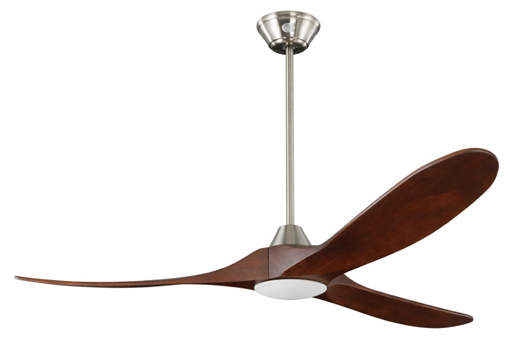 Ventilatore da soffitto a risparmio energetico KOA con LED nichel 178 cm con pale di legno naturale