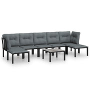 Set Salotto da Giardino 8 pz | Set di Mobili da Esterno Nero e Grigio in Polyrattan
