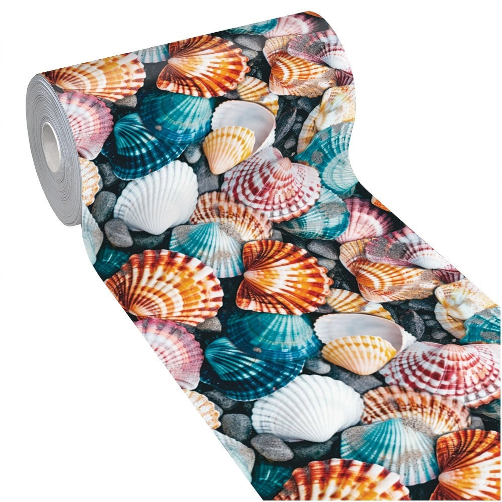 Tappeto Cucina Pvc 51x400 cm Morbido Passatoia Antimacchia Gomma Antiscivolo Flessibile Conchiglie