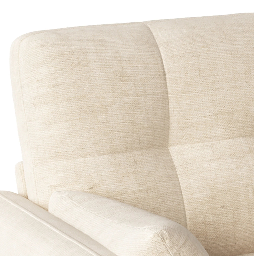 Divano 2 posti compatto 119x78 cm in ciniglia beige con 2 cuscini e tasca laterale HOMVRA