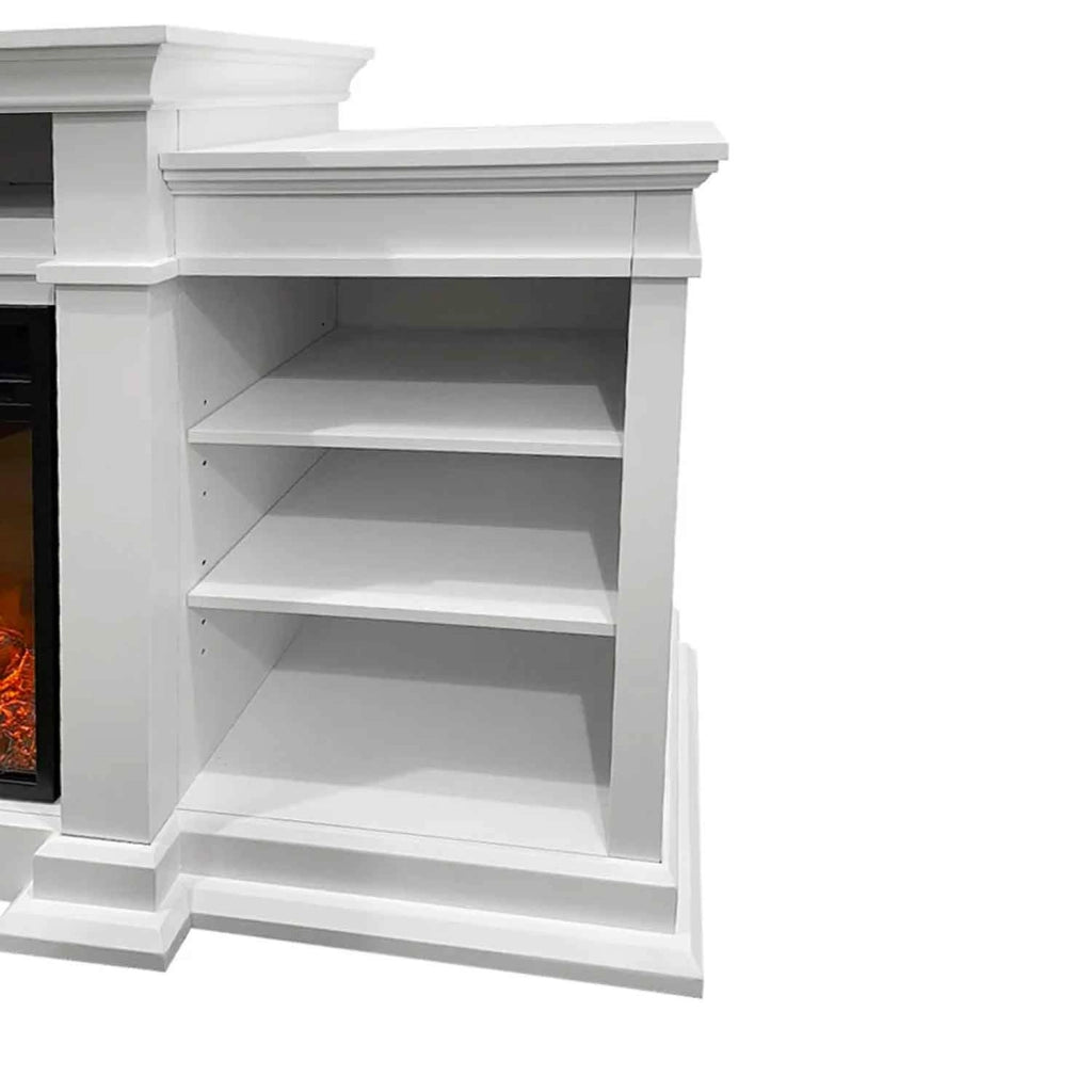 Biden - Camino elettrico da terra 179x48xH85 cm, effetto fiamma, colore bianco