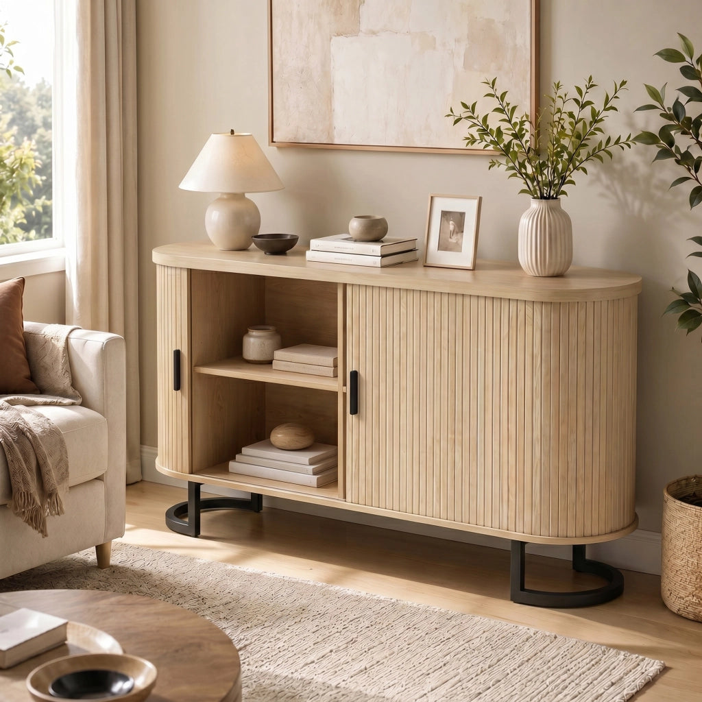 Credenza con ante scorrevoli ¨C Xylo ¨C Legno naturale 140x40x75cm