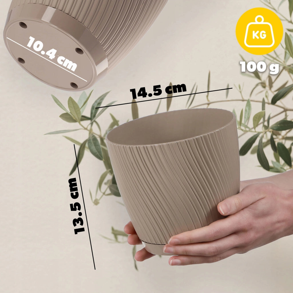 Vaso da fiori KADAX con supporto, coperchio, ciotola rotonda, 15 cm, marrone