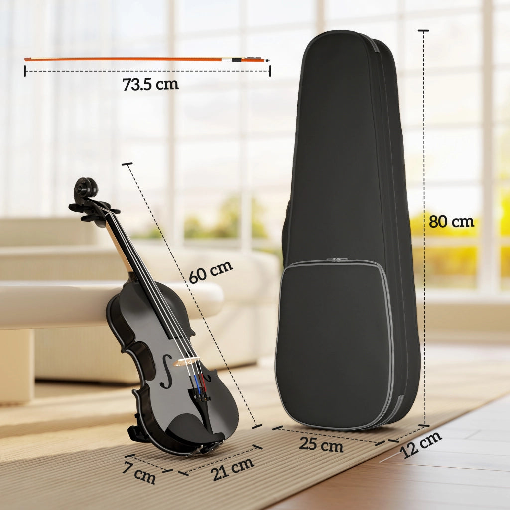 Violino 4/4 in Legno di Abete e Acero con Custodia Arco Spalliera e Pece Nero