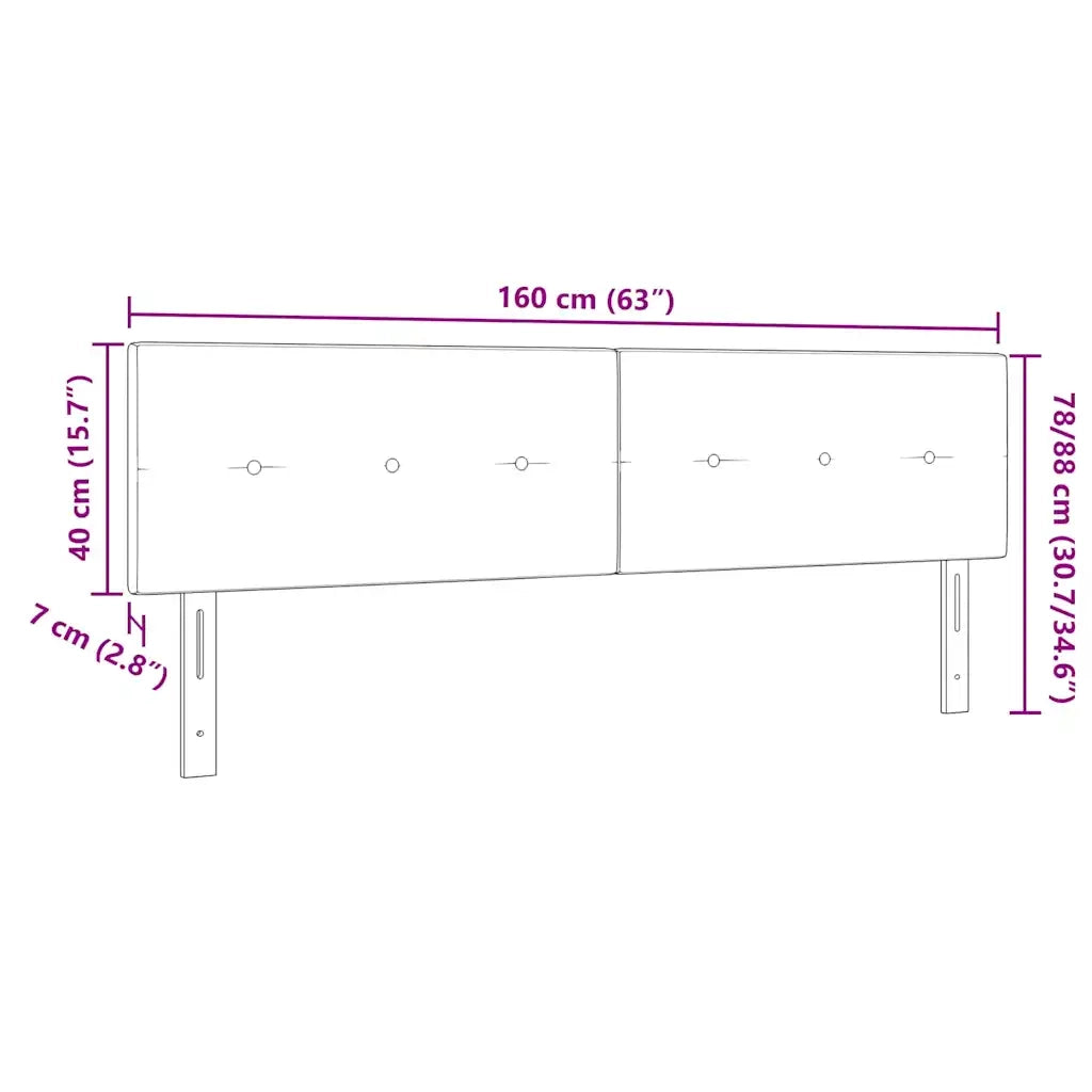 Testiera LED con strisce LED Nero 160 cm Velluto 3338144
