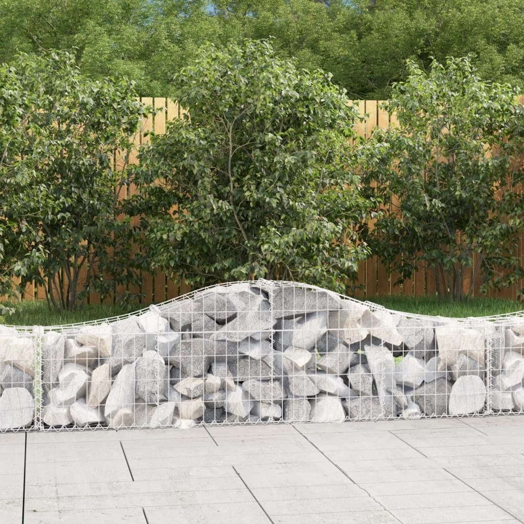 Set di 4 gabbioni ad arco per recinzione gabbia o muro di contenimento 200 x 30 x 40/60 cm ferro zincato argento 02_0041431