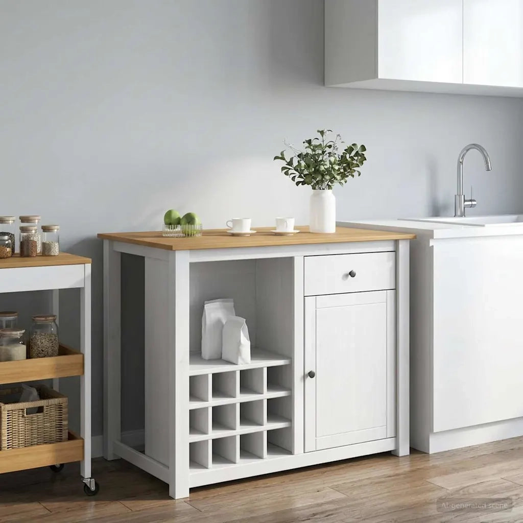 Carrello da Cucina PANAMA 2 pcs Bianco e Cera di Miele 3425393
